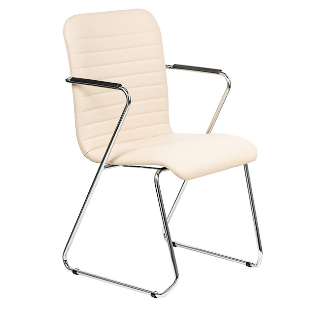 Кресло для посетителей SitUp TASK chrome экокожа, кремовый