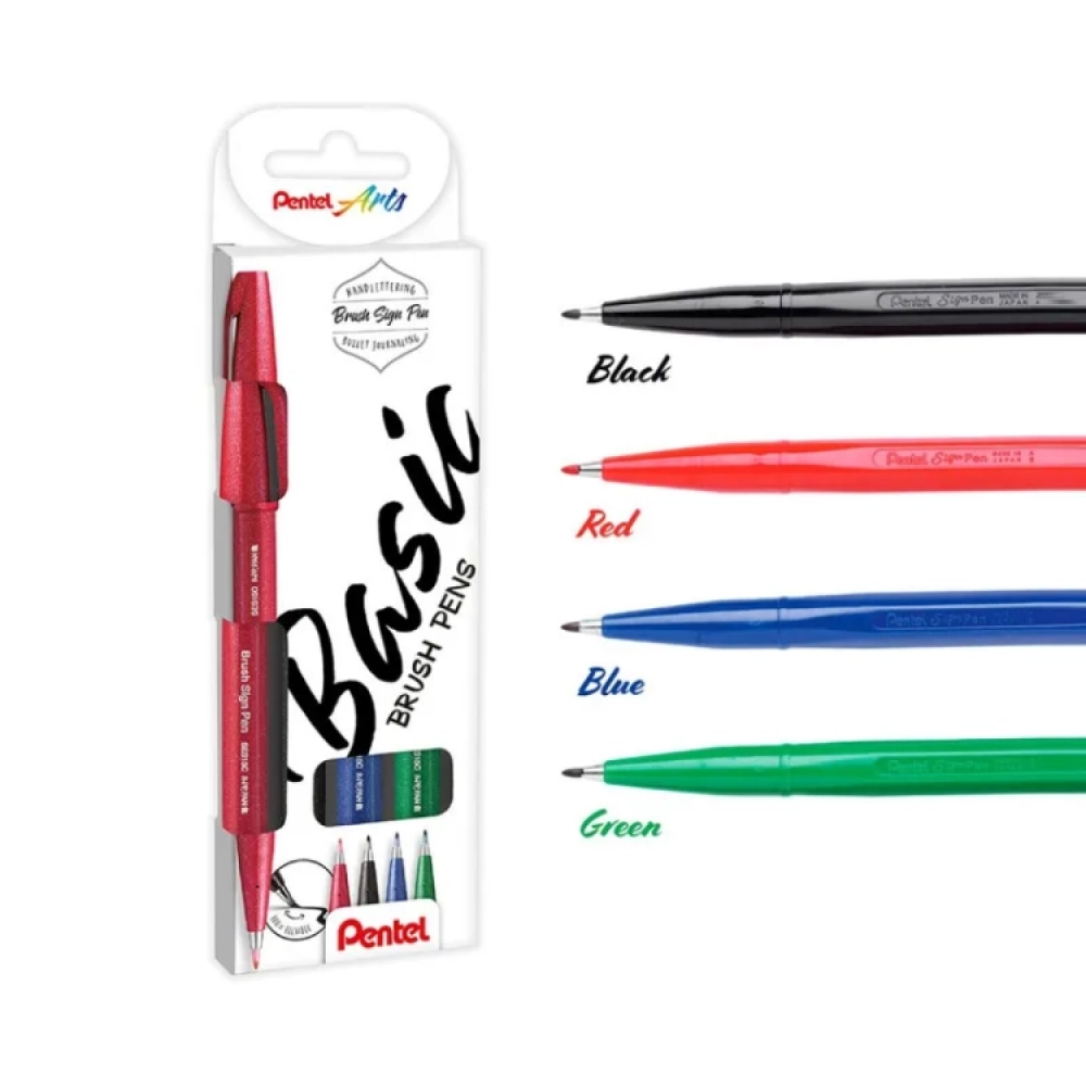 Маркер-кисть "Brush Sign pen. Basic", 4 шт