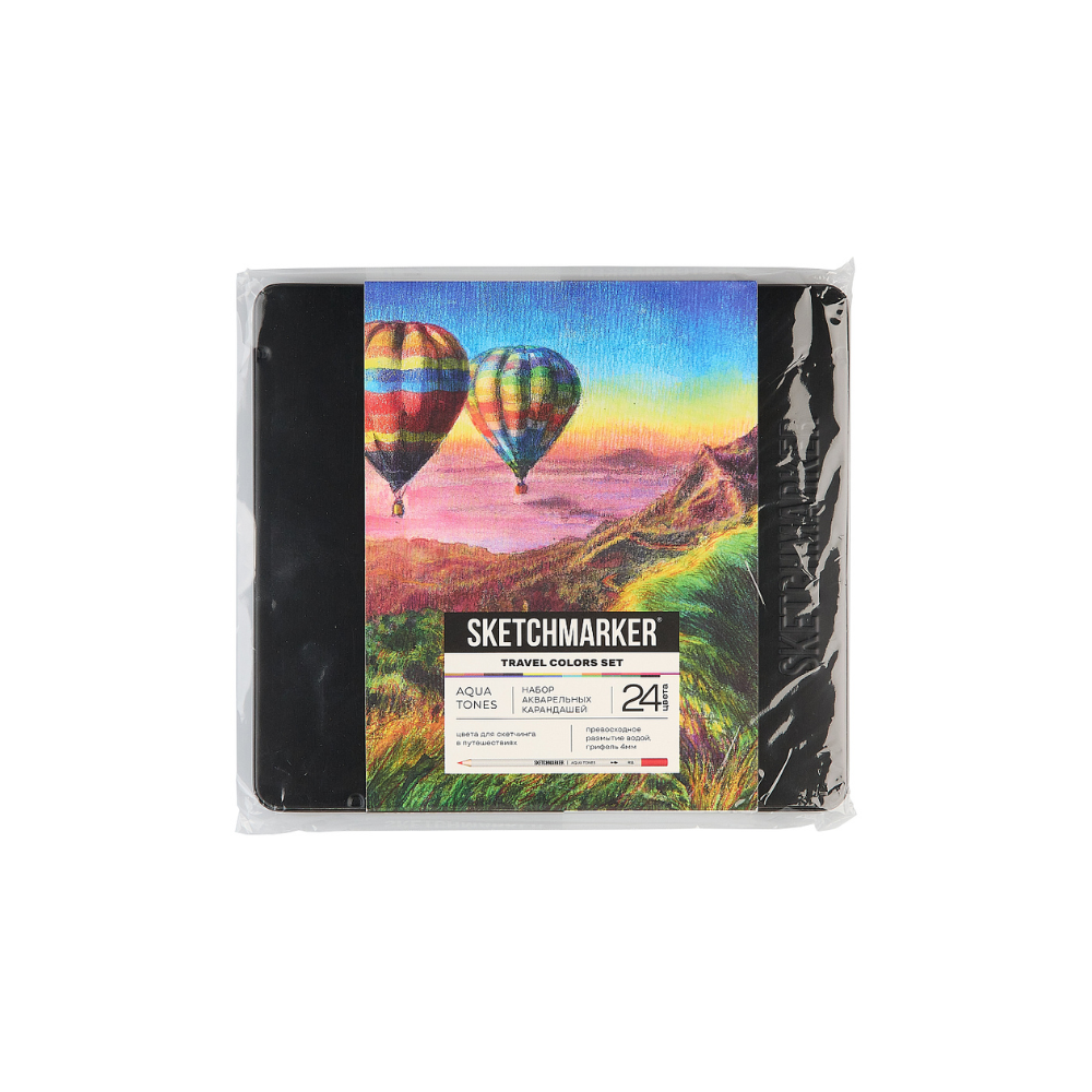 Цветные карандаши акварельные "Sketchmarker Путешествия", 24 цвета, жестяной пенал