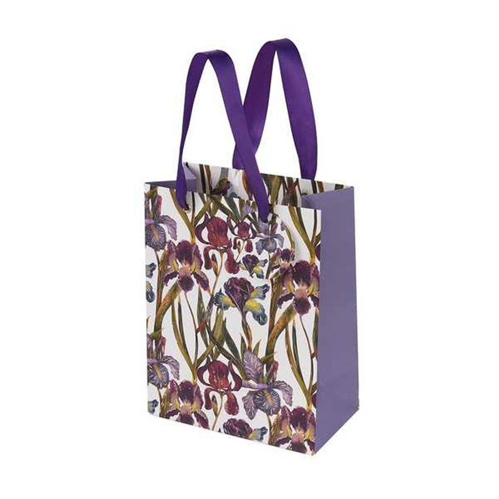 Пакет бумажный подарочный "Flora. Ирисы", 18x23x10 см, фиолетовый