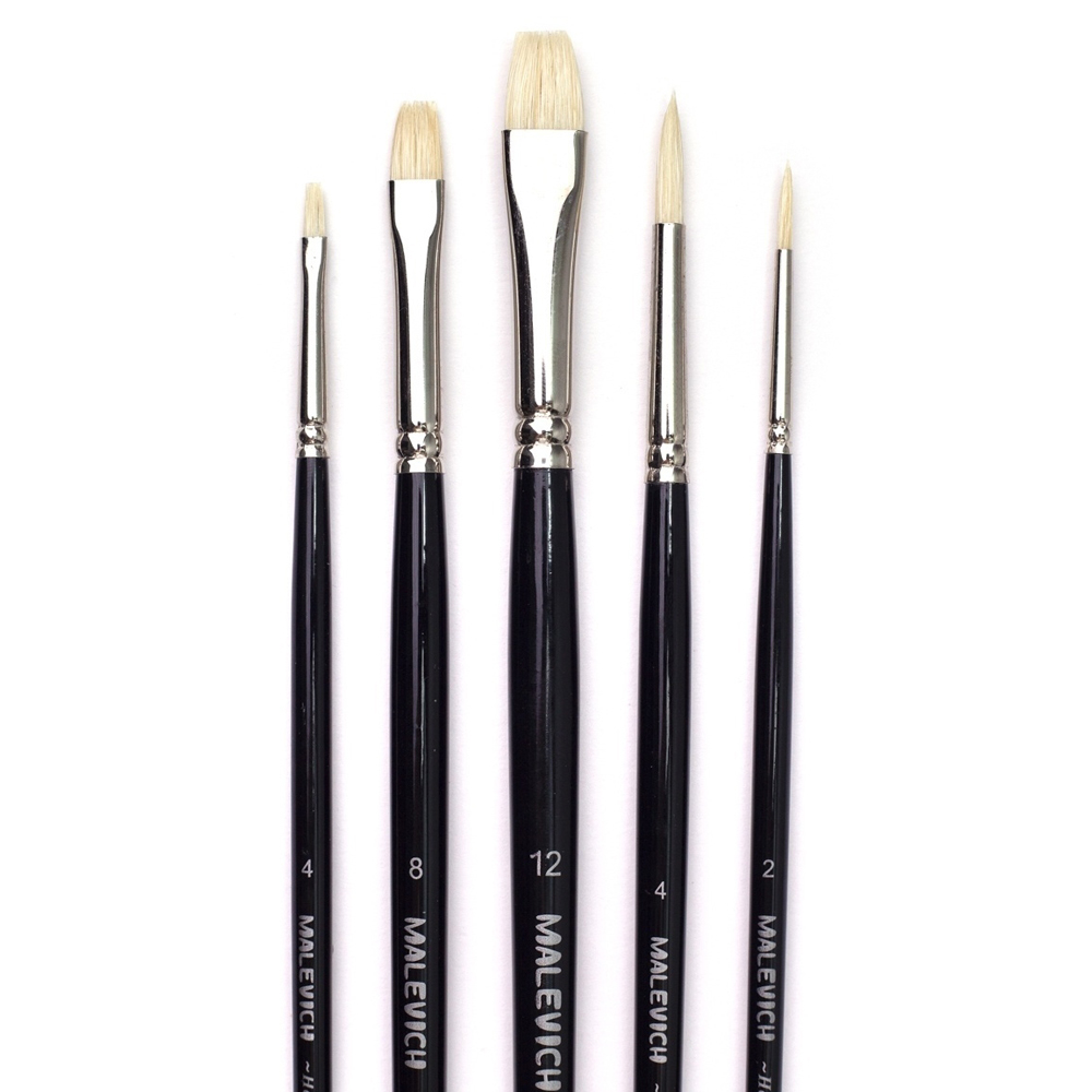 Набор кистей "Малевичъ Анри", щетина, круглая, плоская, 5 шт. - 3