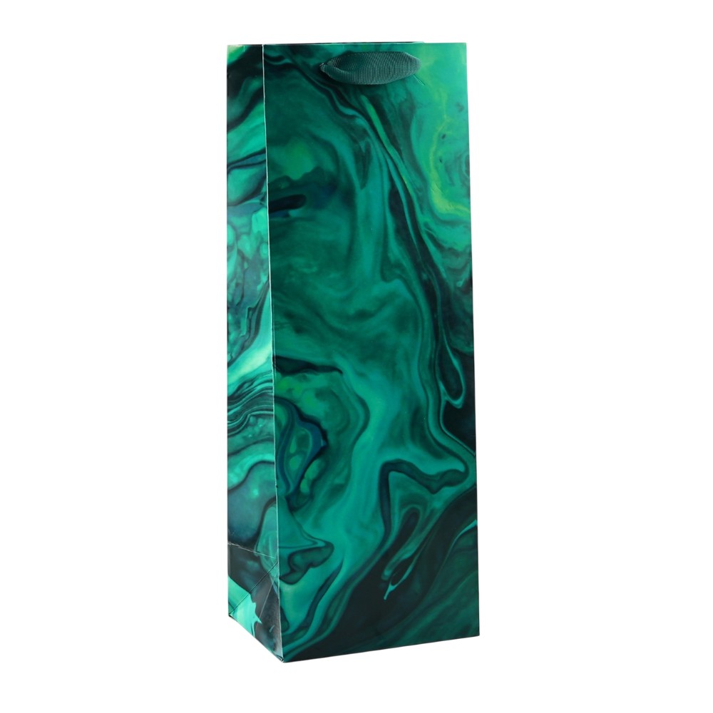 Пакет бумажный подарочный для бутылки "Present for you", 13x36x10 см , зеленый