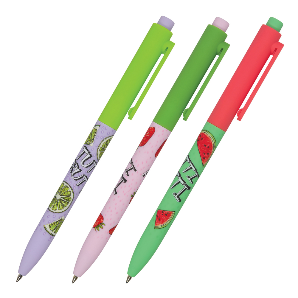 Ручка шариковая автоматическая "FunClick. Fruit Rain", 0.7 мм, ассорти, стерж. синий