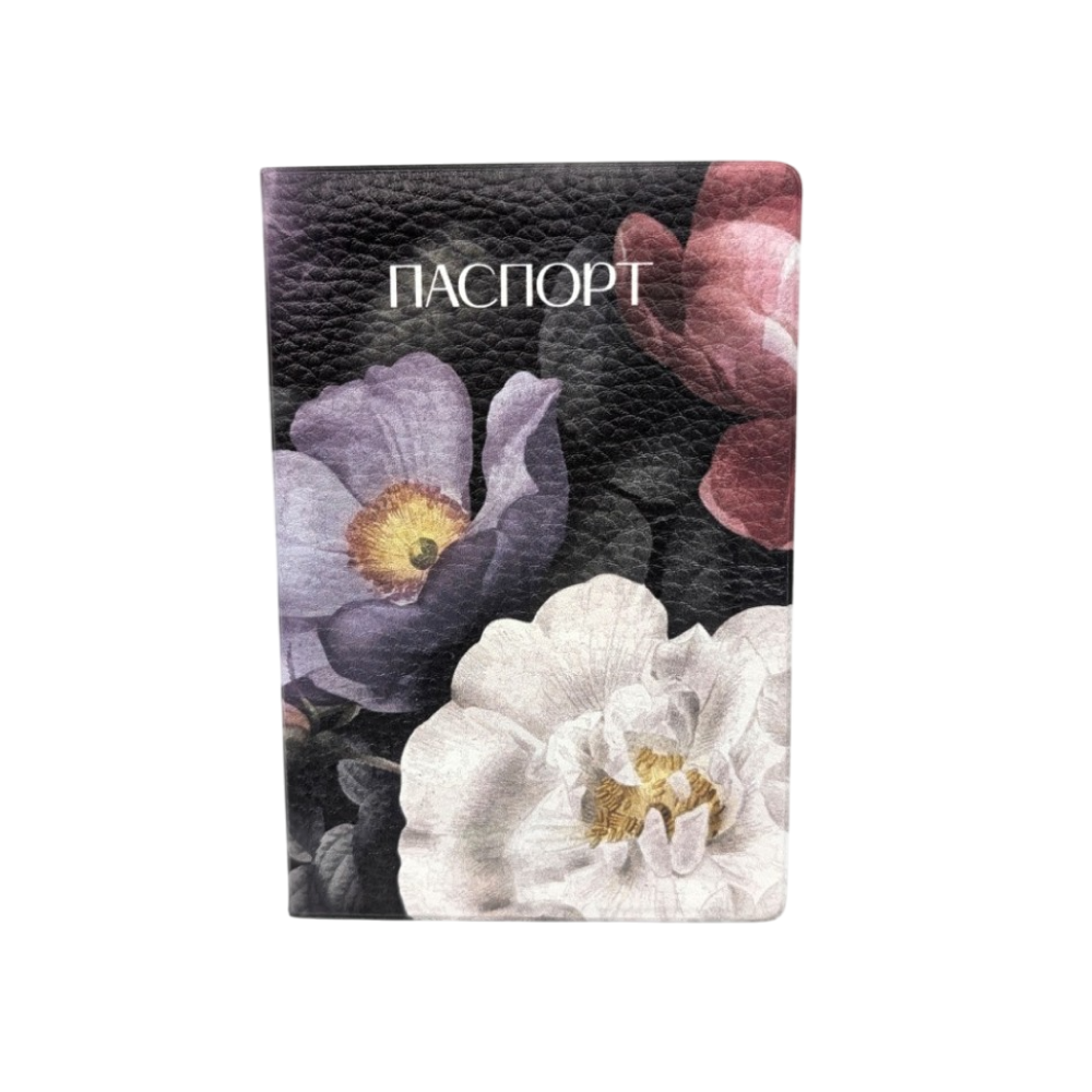 Обложка для паспорта "Flowers", черный