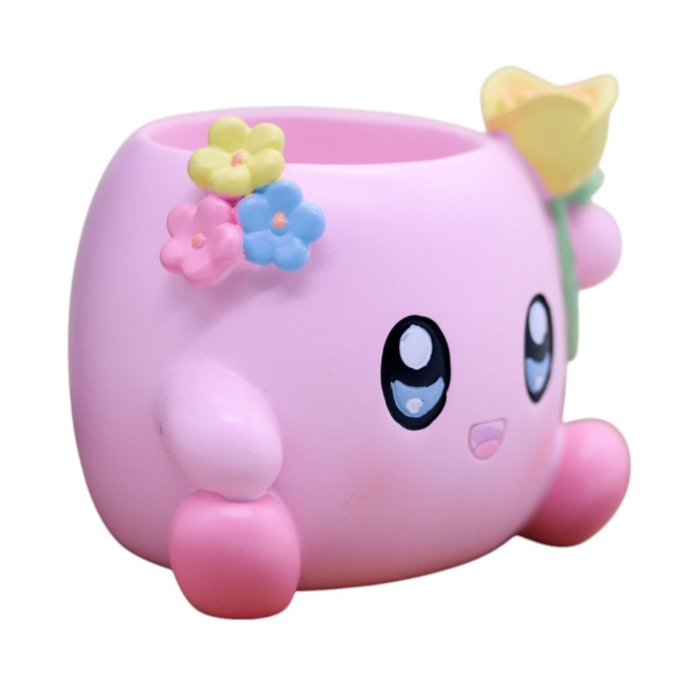 Подставка для канцелярских мелочей "Lucky flowers", пластик, розовый