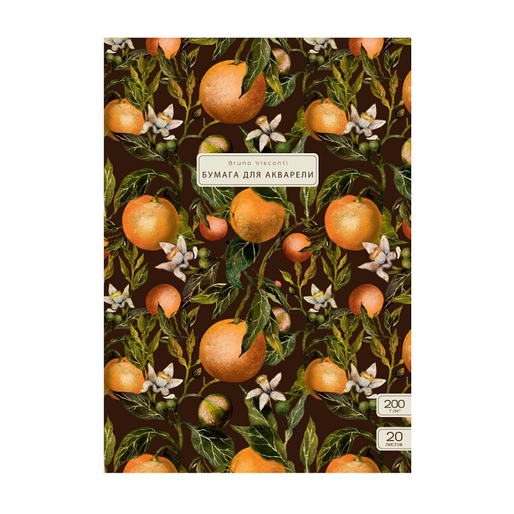 Блок бумаги для рисования "Flora. Paradise. Oranges", А3, 200 г/м2, 20 листов