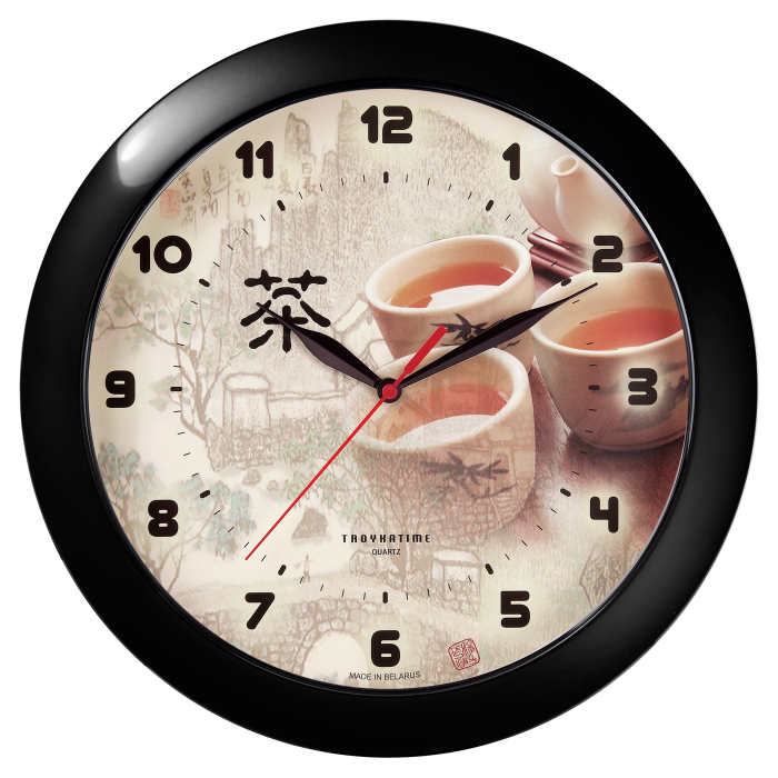 Часы настенные "992566", стекло, 290 мм, черный