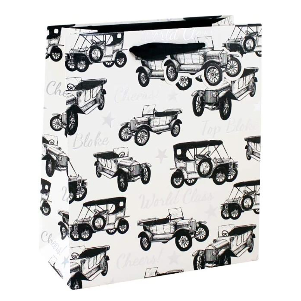 Пакет бумажный подарочный "Vintage car", 21.5x10.2x25.3 см 