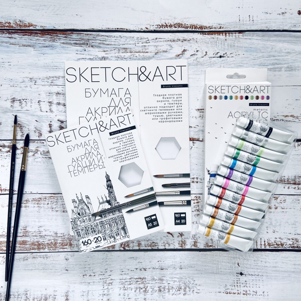 Блок бумаги для акрила, гуаши и темперных красок "Sketch&Art", А4, 160 г/м2, 20 листов  - 5