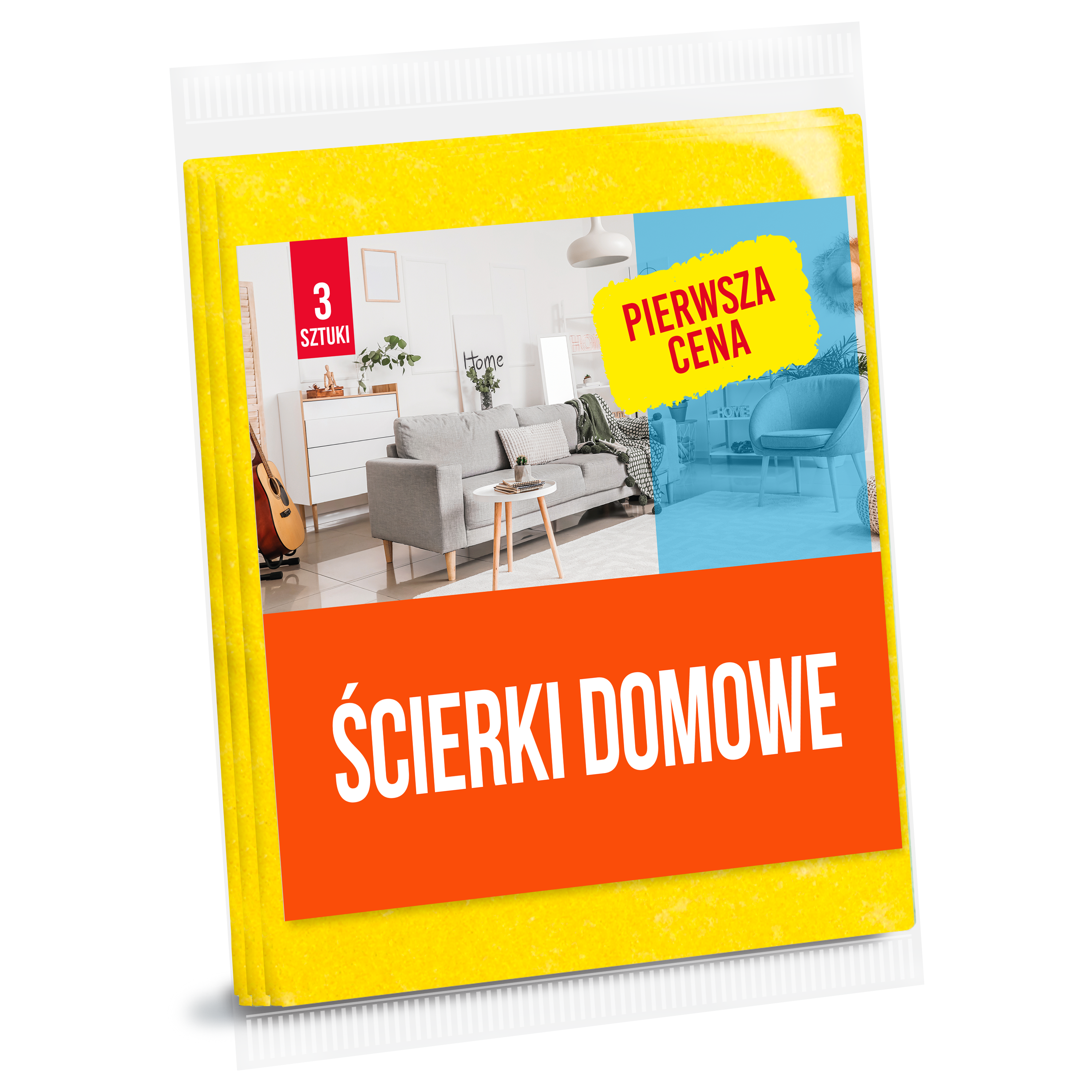 Салфетка из вискозы Pierwsza Cena, 30x38 см, желтый, 3 шт/уп