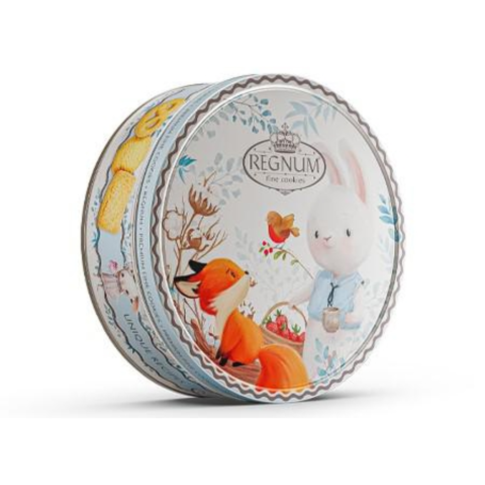 Печенье сдобное Regnum "Зайчик с корзинкой", в жестяной банке, 150 гр