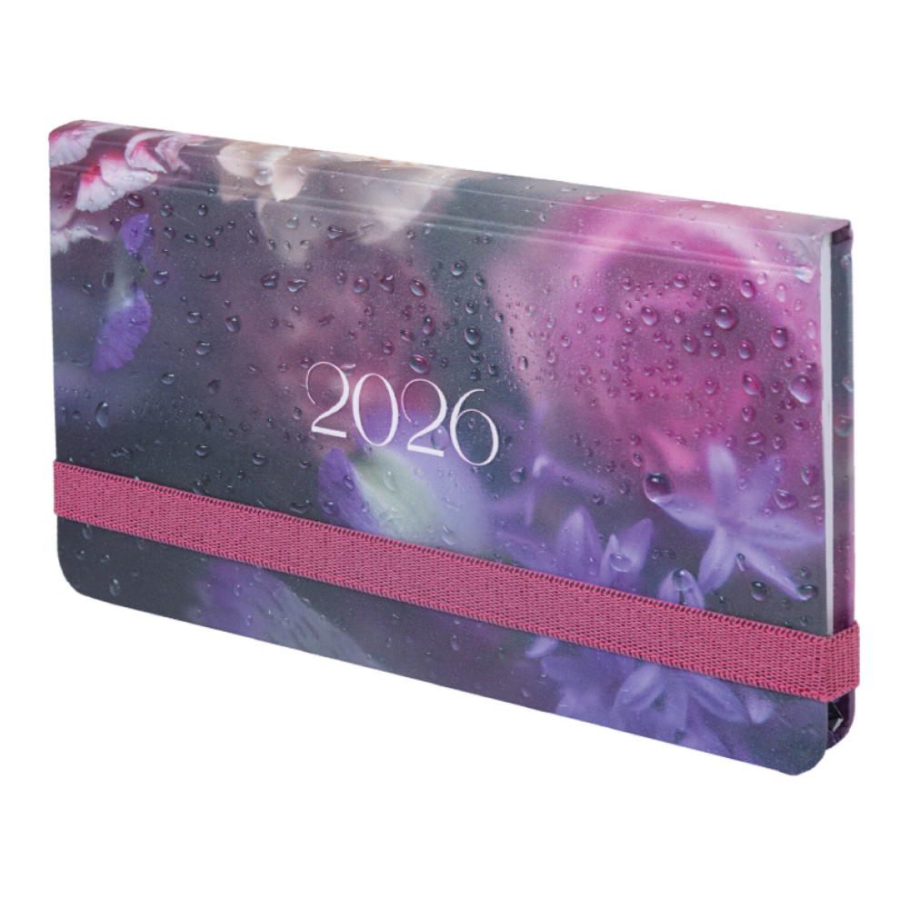 Еженедельник датированный "Цветы", фиолетовый, розовый, 2026