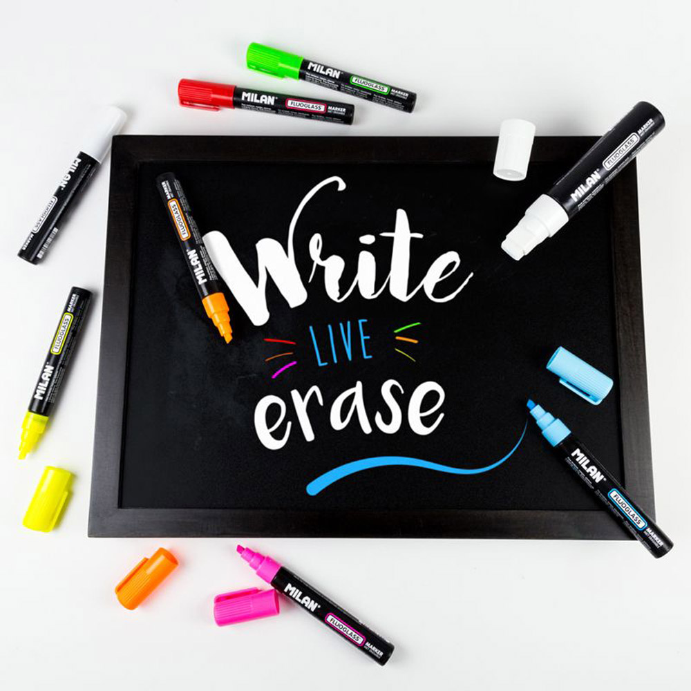 Маркер меловой Milan "Fluoglass", розовый - 5