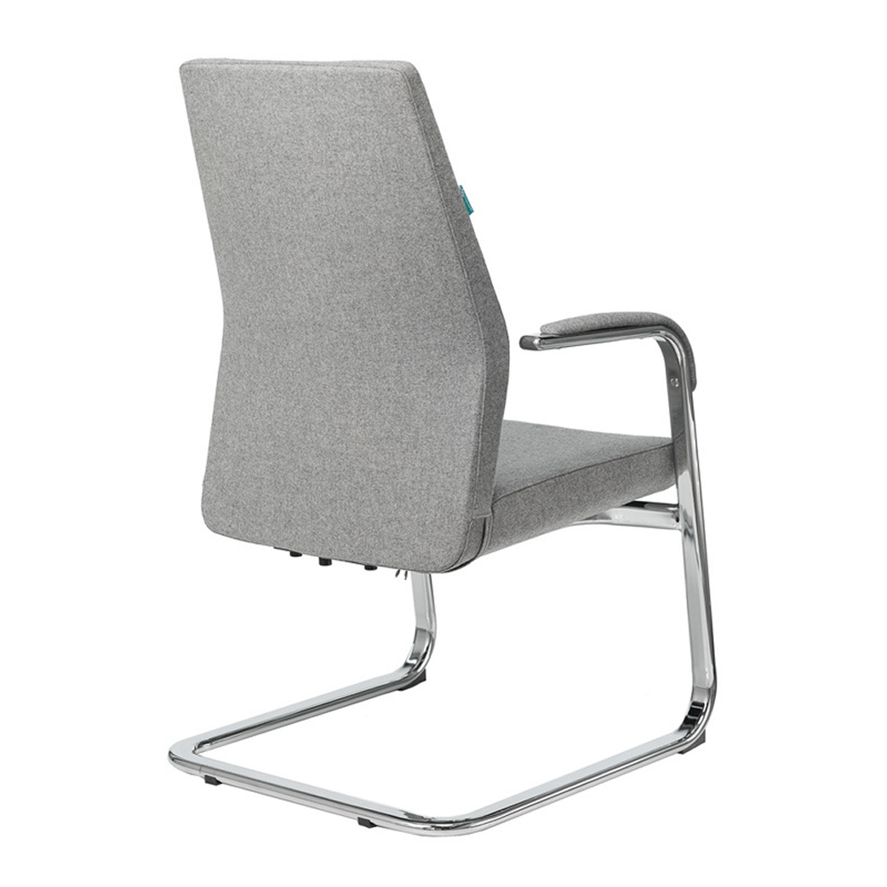 Кресло на полозьях Бюрократ "_JONS-LOW-V", натуральная кожа, серый, металл хром - 4