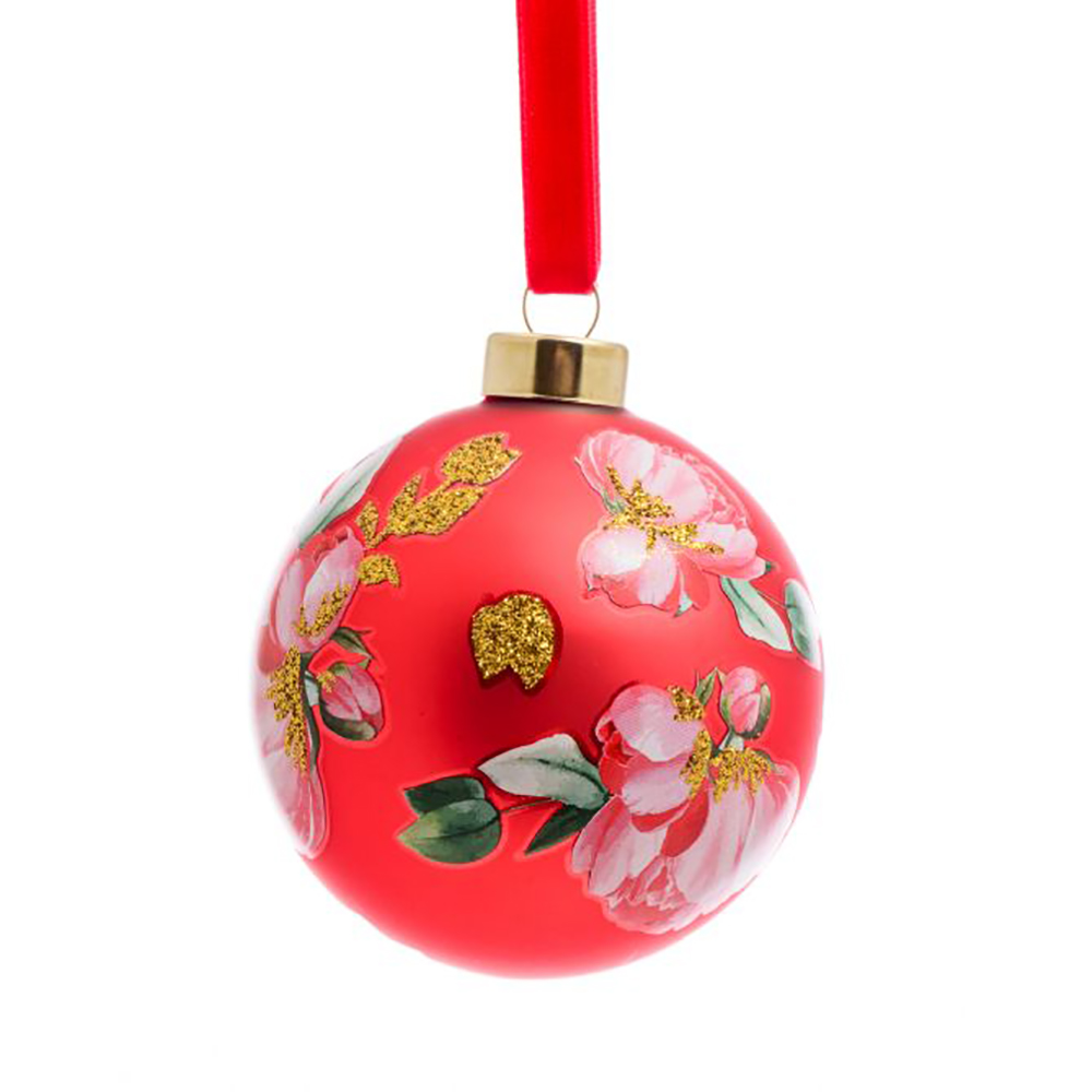 Шар елочный "Ботаника", d8 см, красный