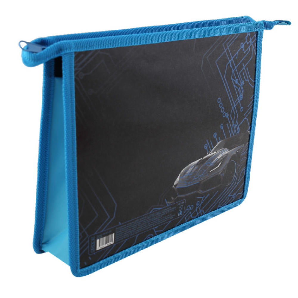 Папка для тетрадей "Драйв", А5, на молнии, пластик, картон, черный/серый