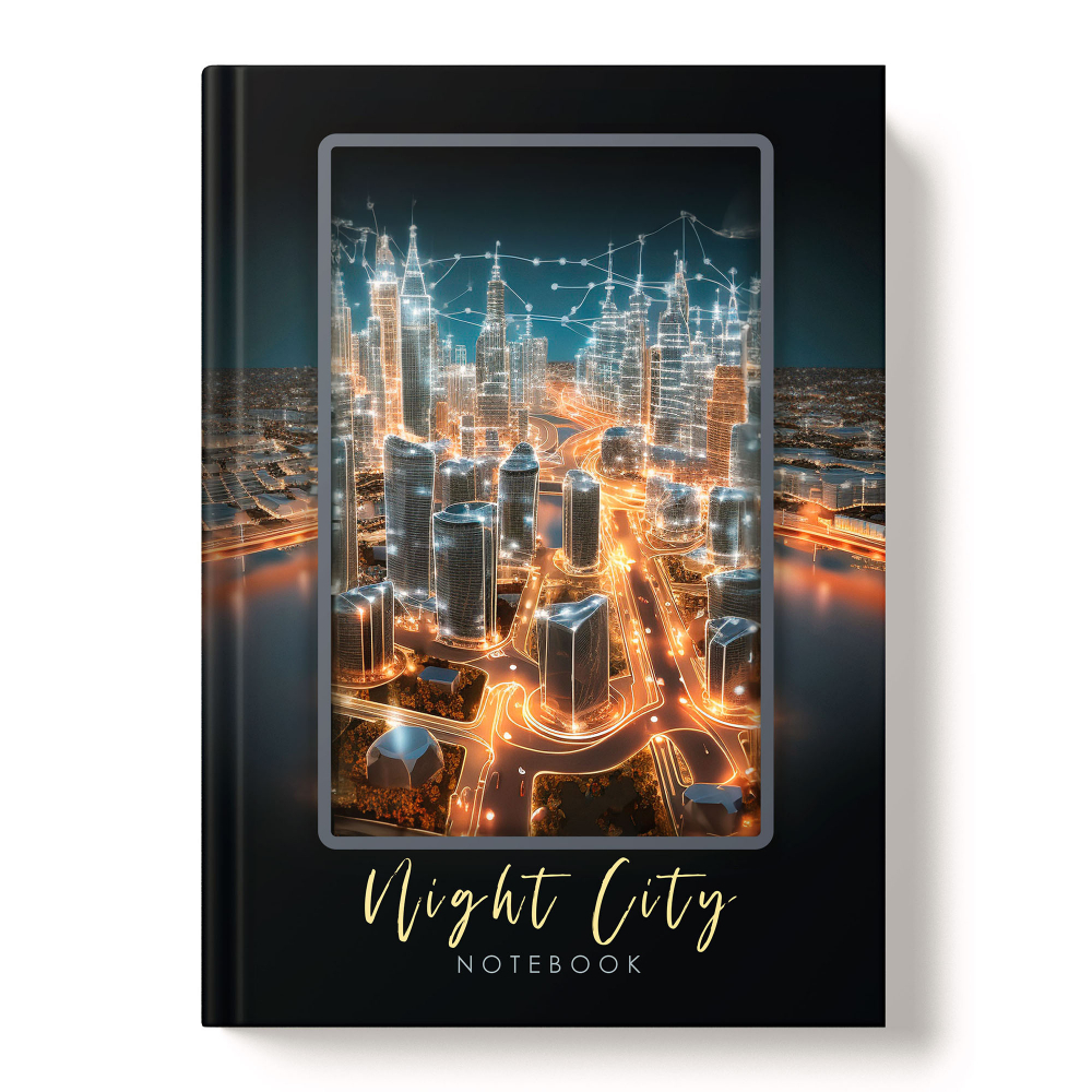 Книга записная "Night city", А4, 200 страниц, клетка, черный