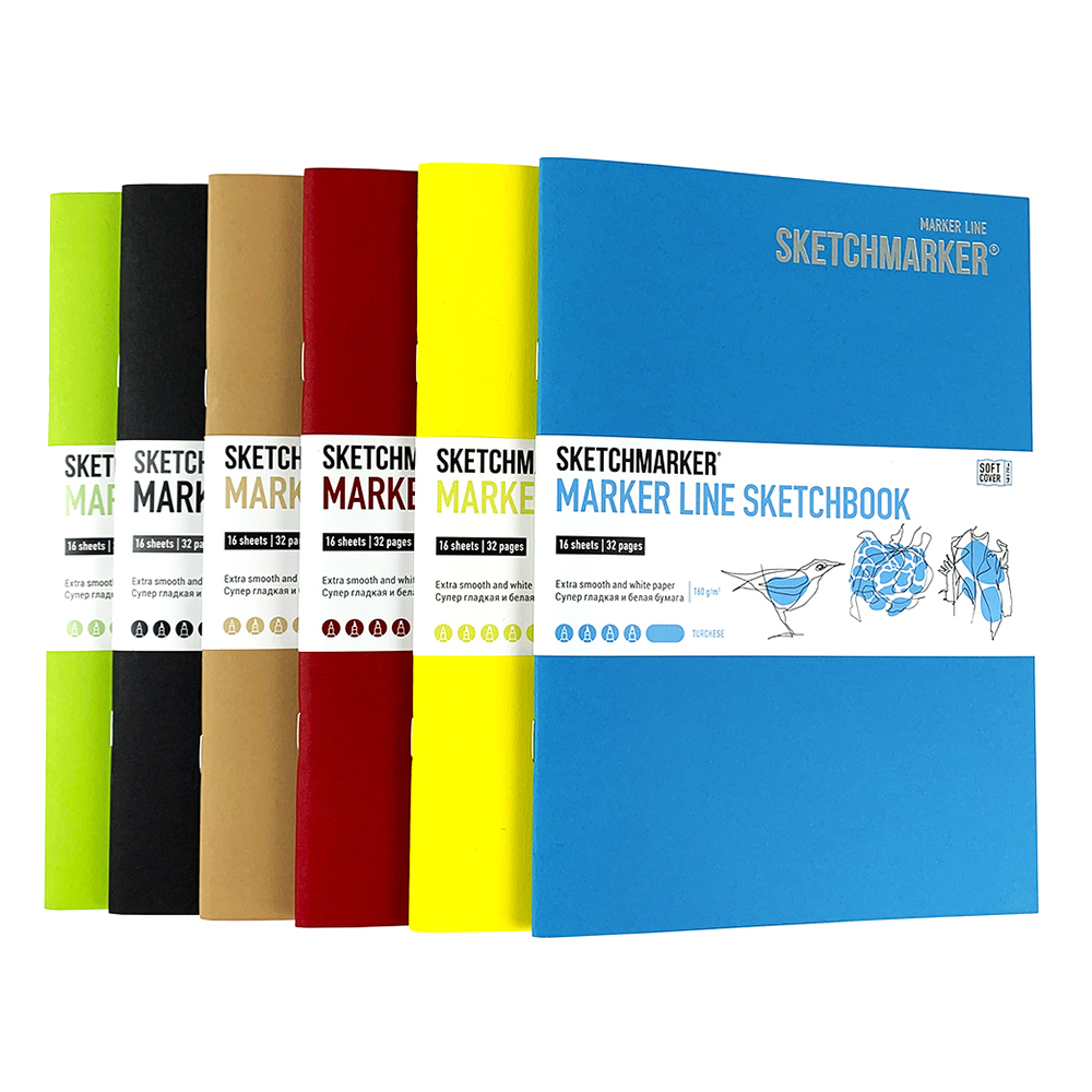 Скетчбук "Sketchmarker marker line", 17.6x25 см, 160 г/м2, 16 листов, бирюзовый