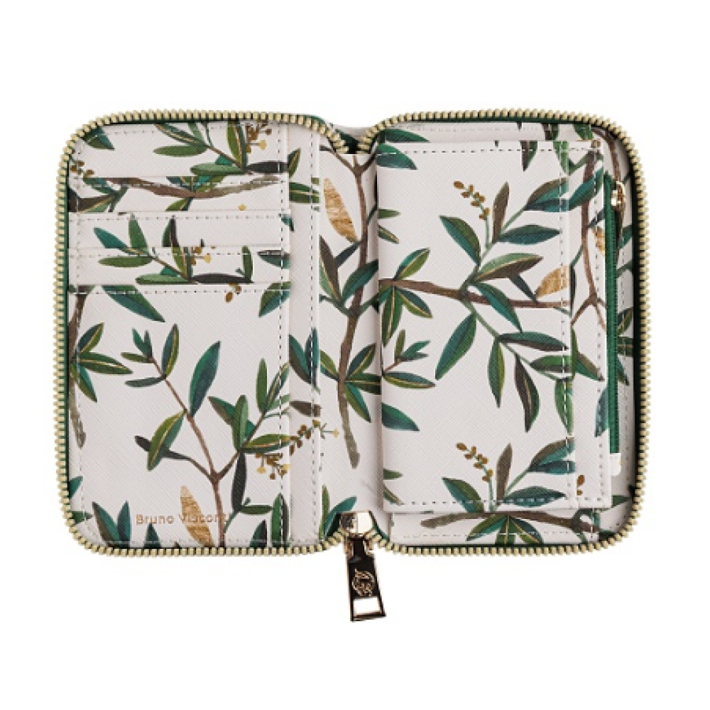 Кошелек "Flora. Олива", белый, зеленый