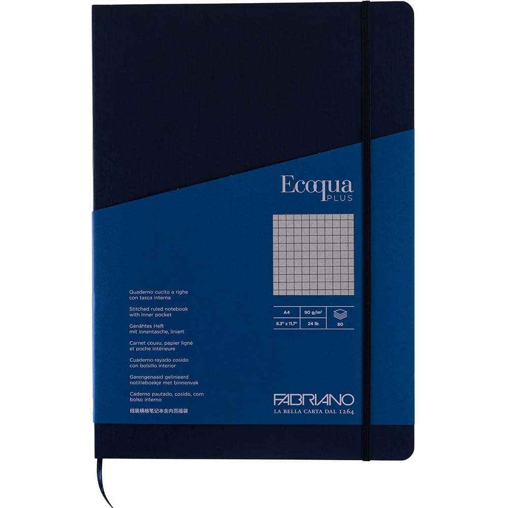 Блокнот "Fabriano. Ecoqua Plus", А4, 80 листов, клетка, темно-синий