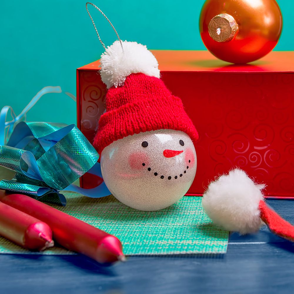 Шар новогодний "Snowman", красный - 4