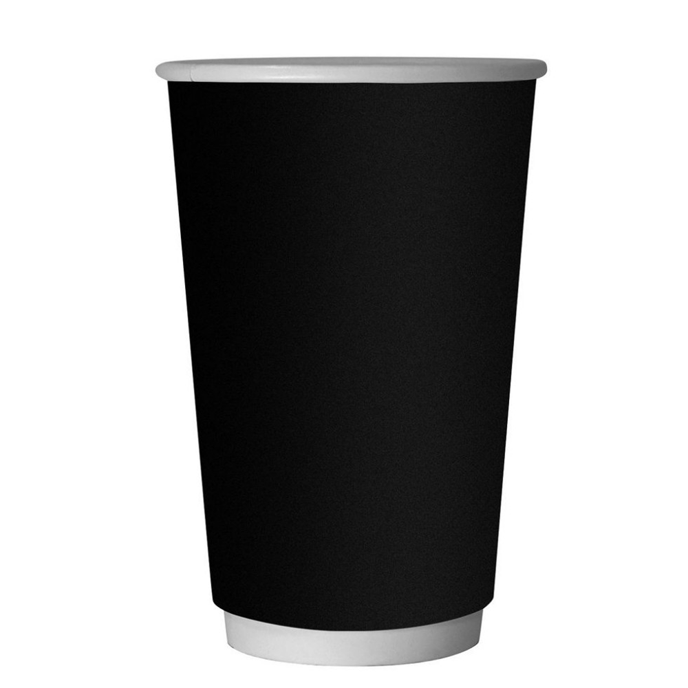 Стакан картонный 400 мл, 18 шт, 2 слоя, черный