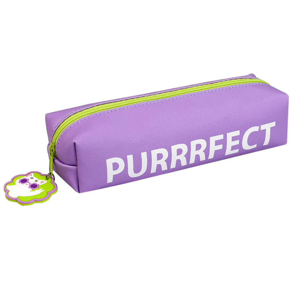 Пенал "Котик в очках", 1 отделение, фиолетовый