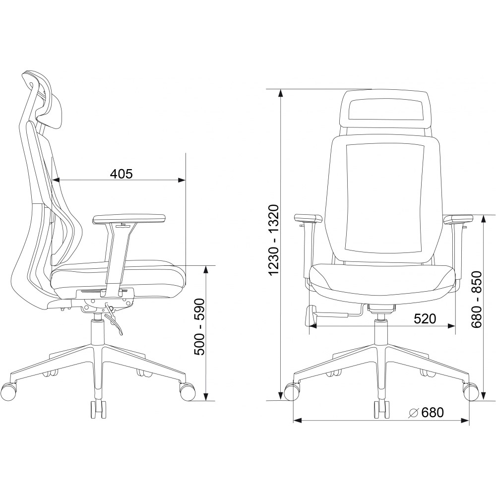 Кресло для руководителя Бюрократ MC-G411N-H сетка, ткань, серый, крестов. пластик, с подголов. - 14