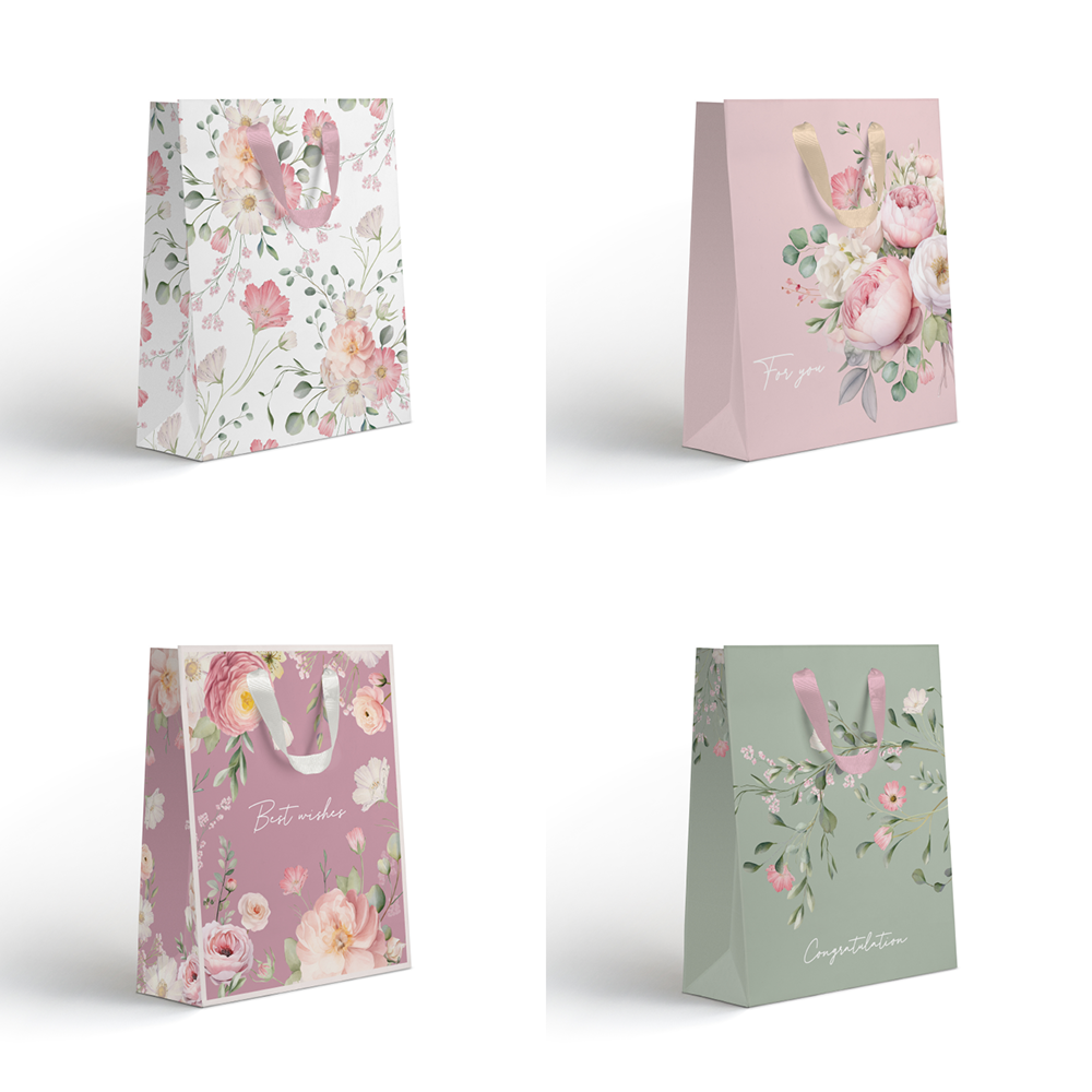 Пакет бумажный подарочный "Florist", 18х22.7х10 см, ассорти