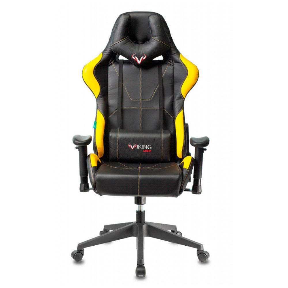  Кресло игровое Бюрократ "Zombie VIKING 5 AERO", экокожа, пластик, черный, желтый