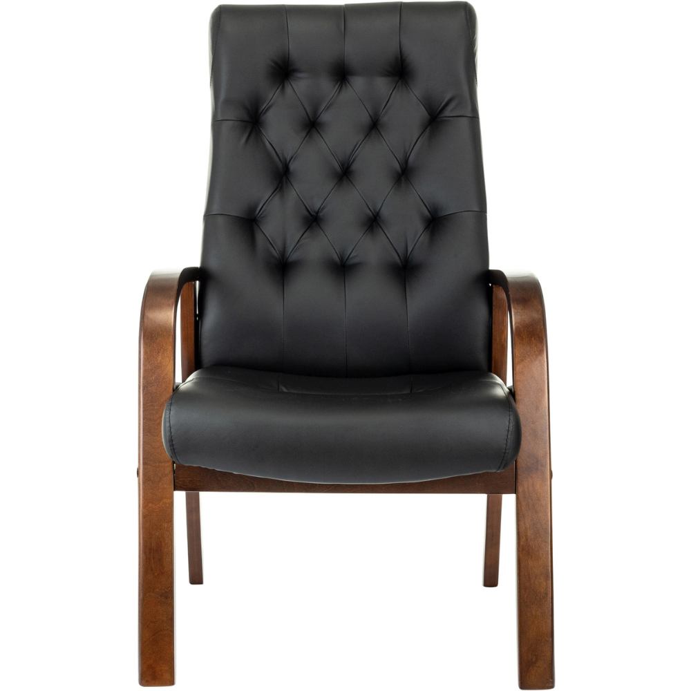 Кресло Бюрократ T-9928WALNUT-CF, натуральная кожа, черный, каркас дерево - 2