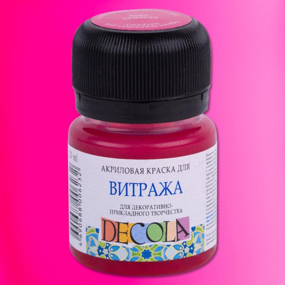 Краска акриловая для витража "Декола", 322 розовая, 20 мл., банка