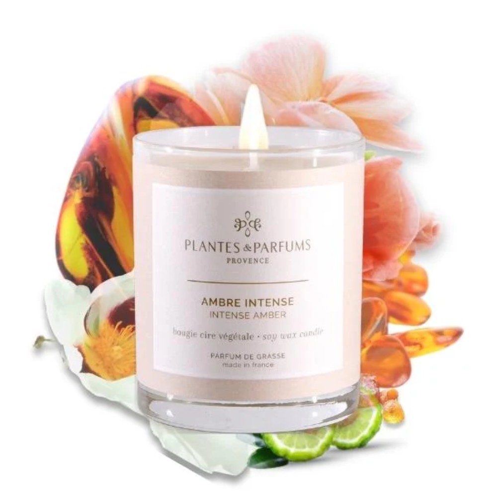 Свеча ароматическая PLANTS&PARFUMS "Intense Amber", 180 гр., подарочная упаковка