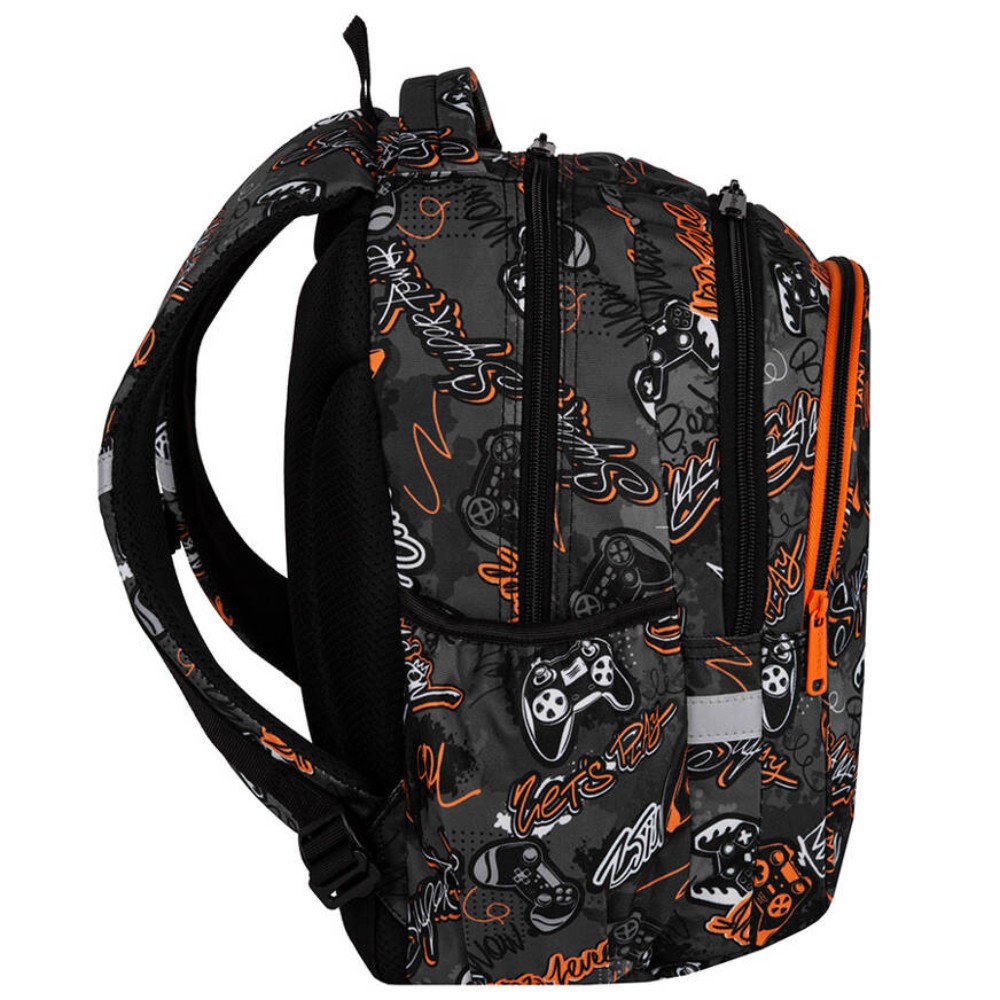 Рюкзак школьный Coolpack "Gamer", черный, оранжевый