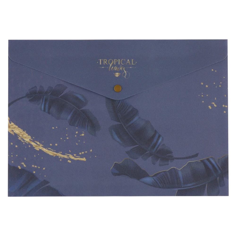 Папка конверт на кнопке "Gold Tropic", А4, синий