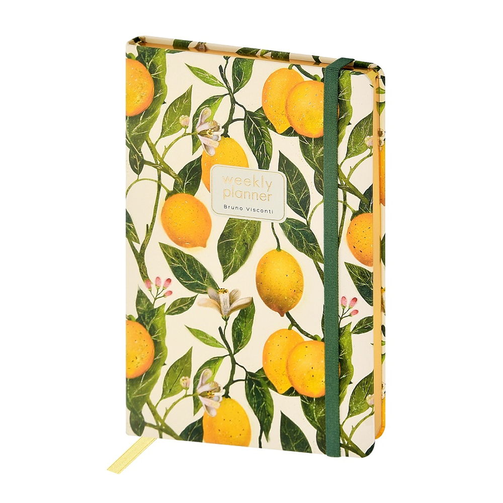Еженедельник недатированный "Flora. Paradise. Lemons", А5, 144 страниц, линованный, белый, желтый