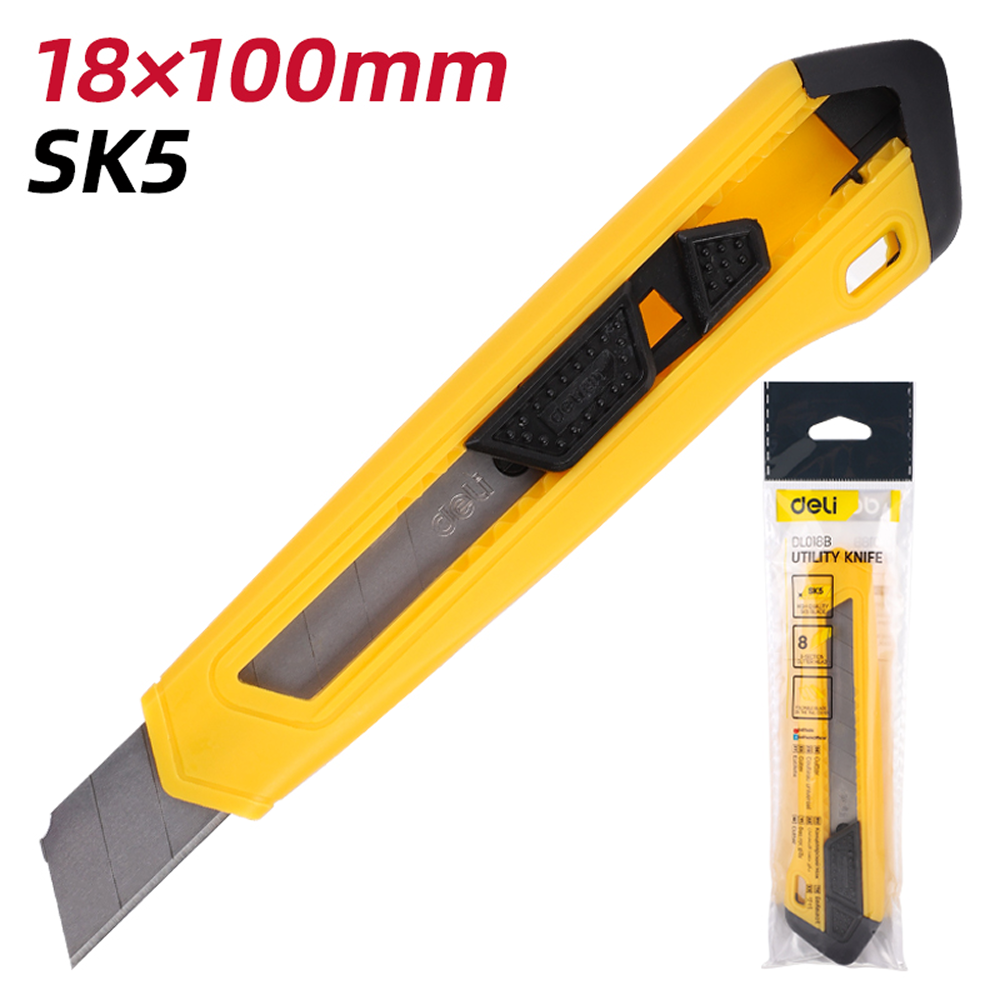 Нож для бумаги "Deli DL018B", 18 мм, жёлтый - 9