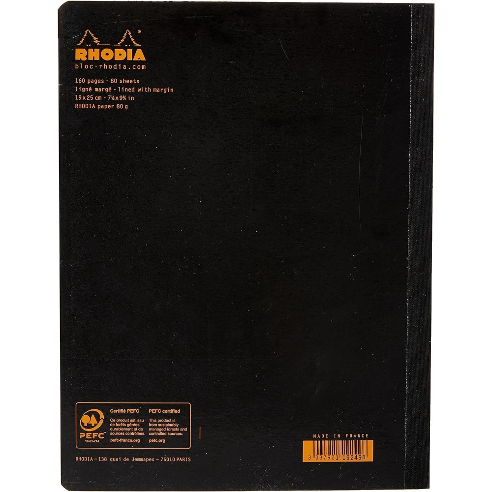 Книга для записей "Rhodia Classic", B5, 190x250 мм, 80 листов, в линейку, черный