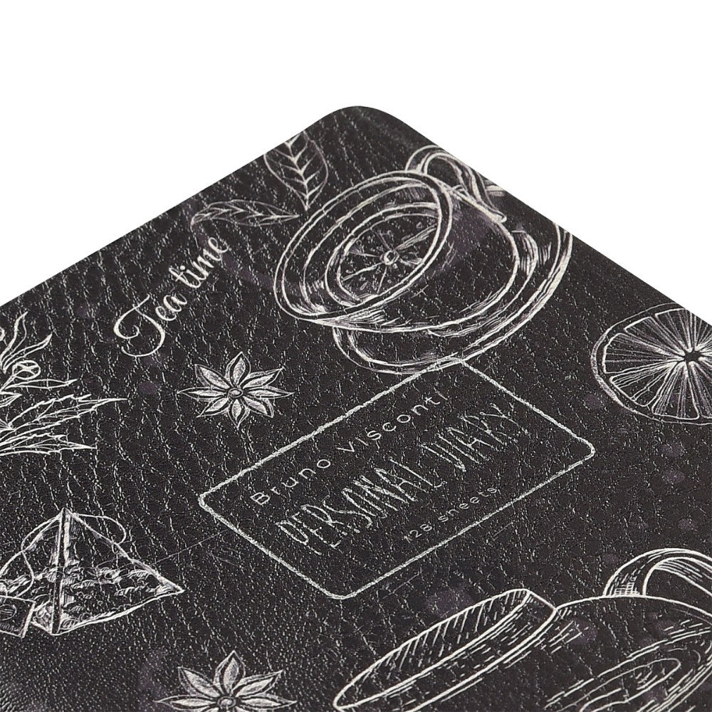 Ежедневник недатированный "Caffe Nero. Time",  A6, 256 страниц, линейка, кожзам, черный, срез серебрянный - 3