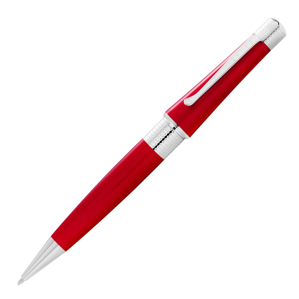 Ручка шариковая автоматическая "Cross Beverly Translucent Red Lacquer", 0.7 мм, красный, серебристый, стерж. черный