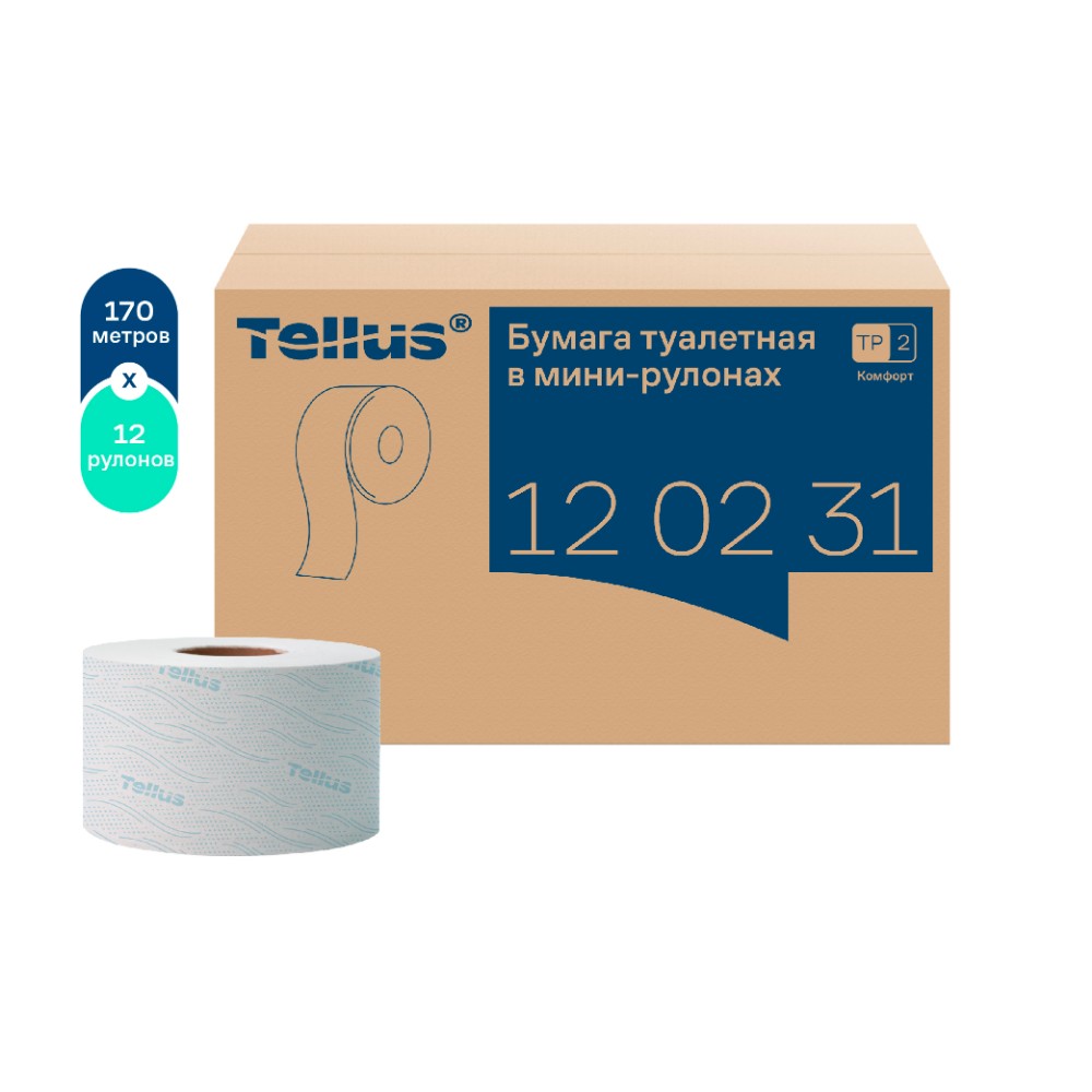 Бумага туалетная Tellus Комфорт T2, в мини-рулонах, 170 м, 2 слоя - 2