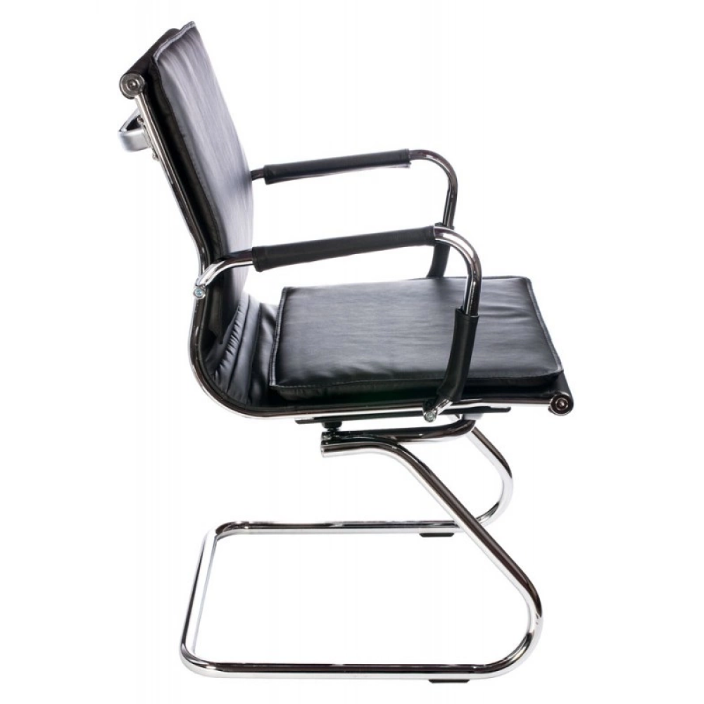 Кресло на полозьях "Бюрократ Ch-993-Low-V", экокожа, черный, металл хром