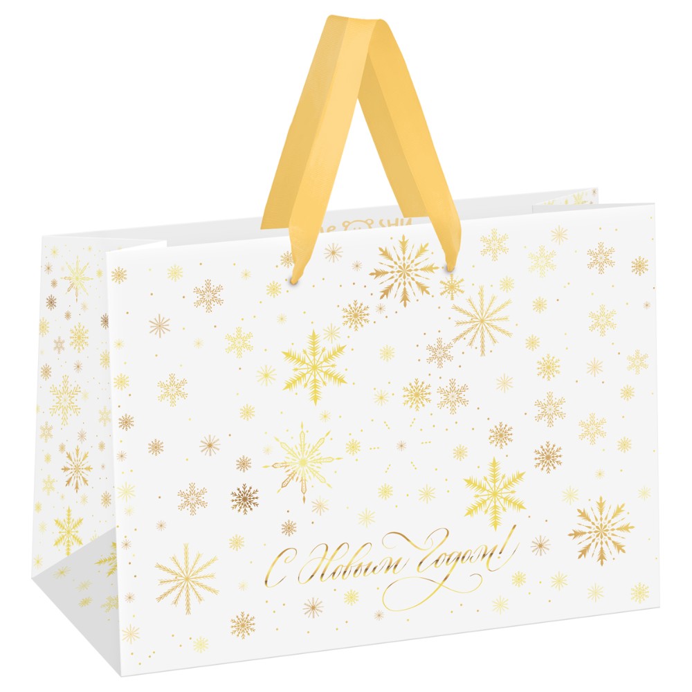 Пакет подарочный "Gold snowflake", ламинированный