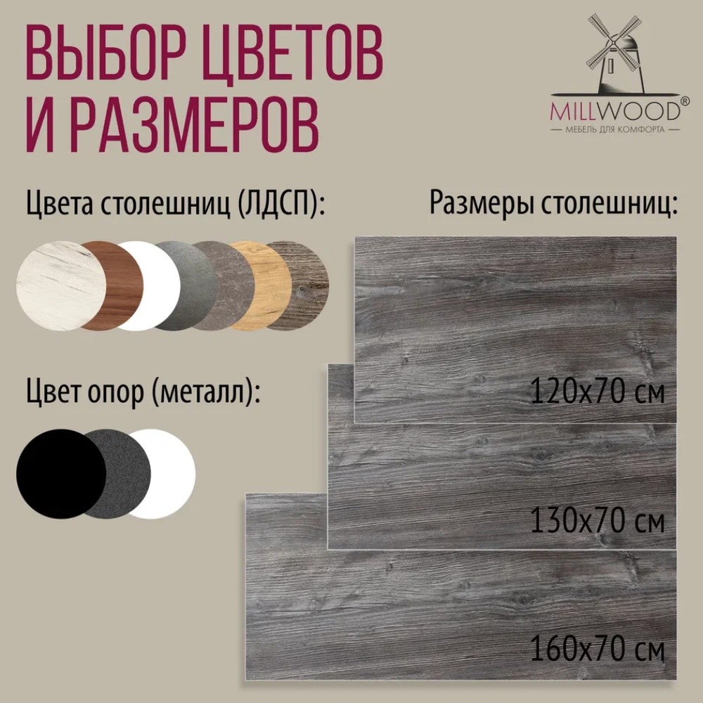 Стол письменный Millwood Лофт Сиэтл (ДТ-5), 1300х700 мм, сосна пасадена, белый - 11