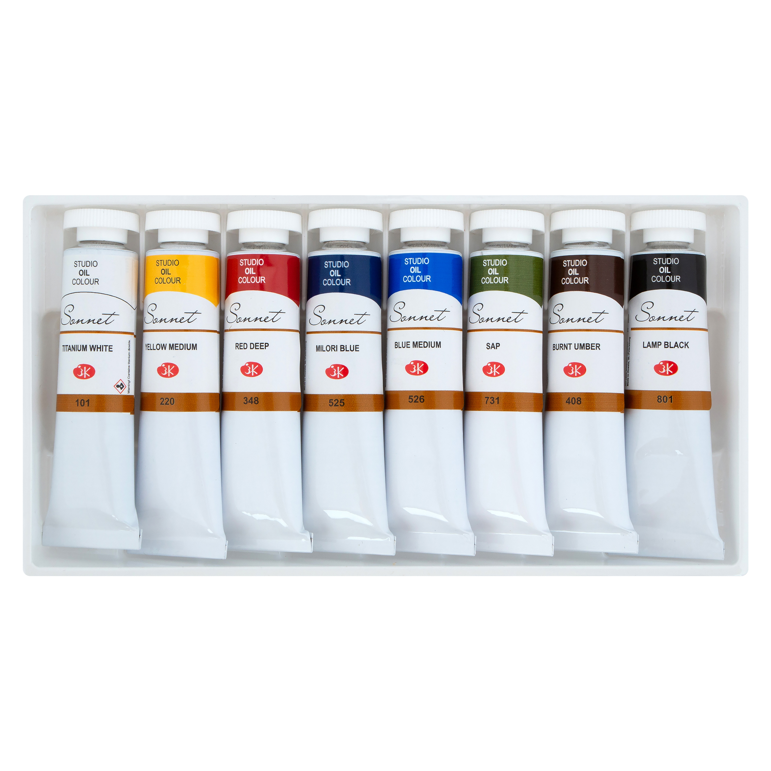 Краски масляные "Сонет", набор 8 цветов, 18 мл, тубы - 4