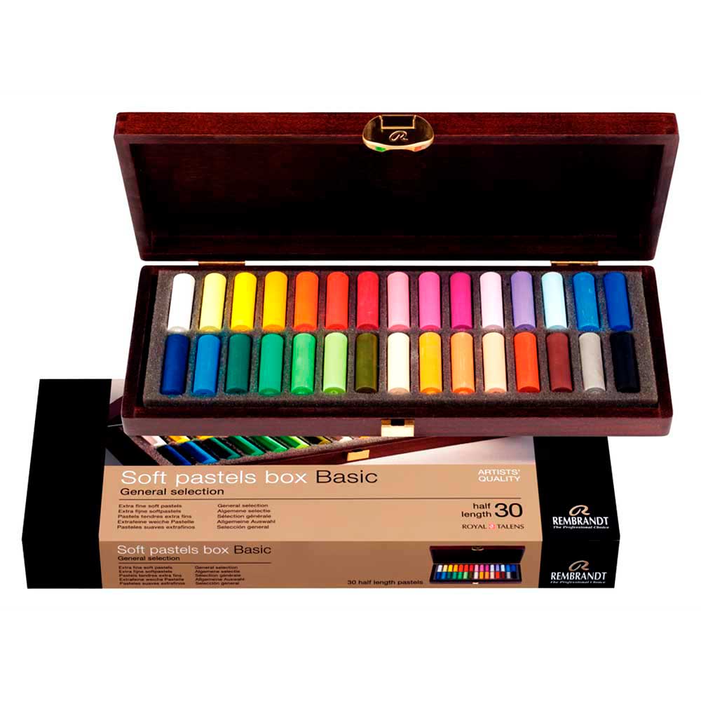 Набор мягкой пастели "Rembrandt Half Pastel" базовый, 30 цветов, деревянный короб