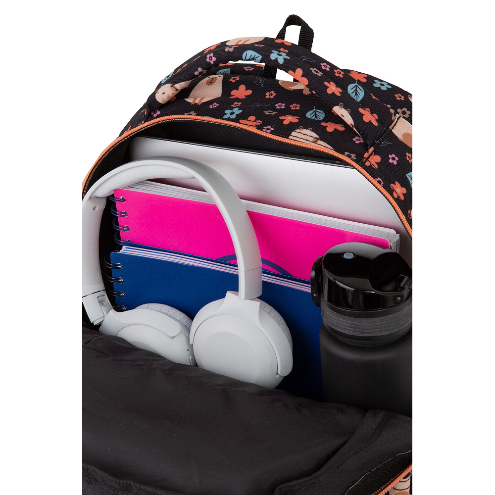 Рюкзак для учащихся начальных классов "Capybara", полиэстер, черный, оранжевый - 6