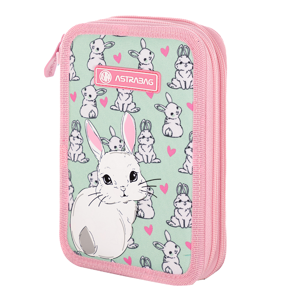 Пенал "Lovely bunny", 2 отделения, мятный