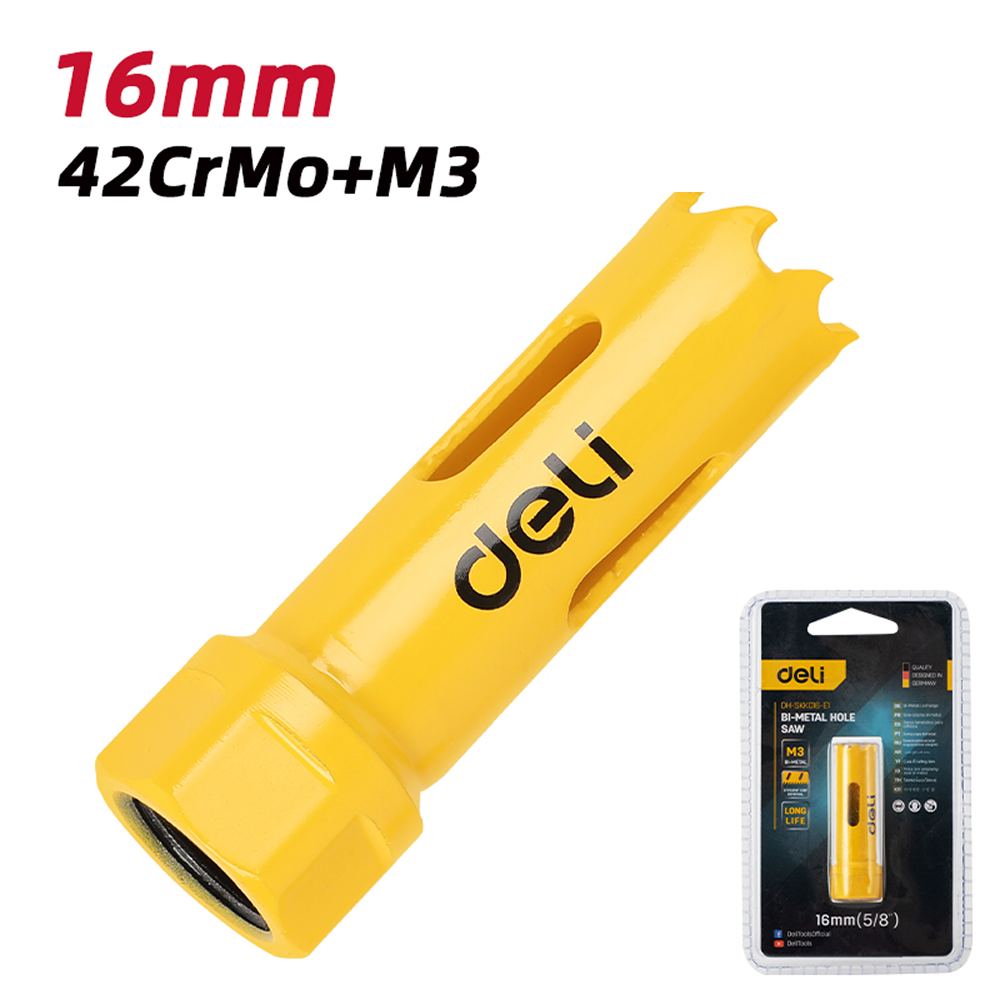 Коронка биметаллическая Deli YS EDH-SKK016-E1, 16 х 38 мм, М14 - 4
