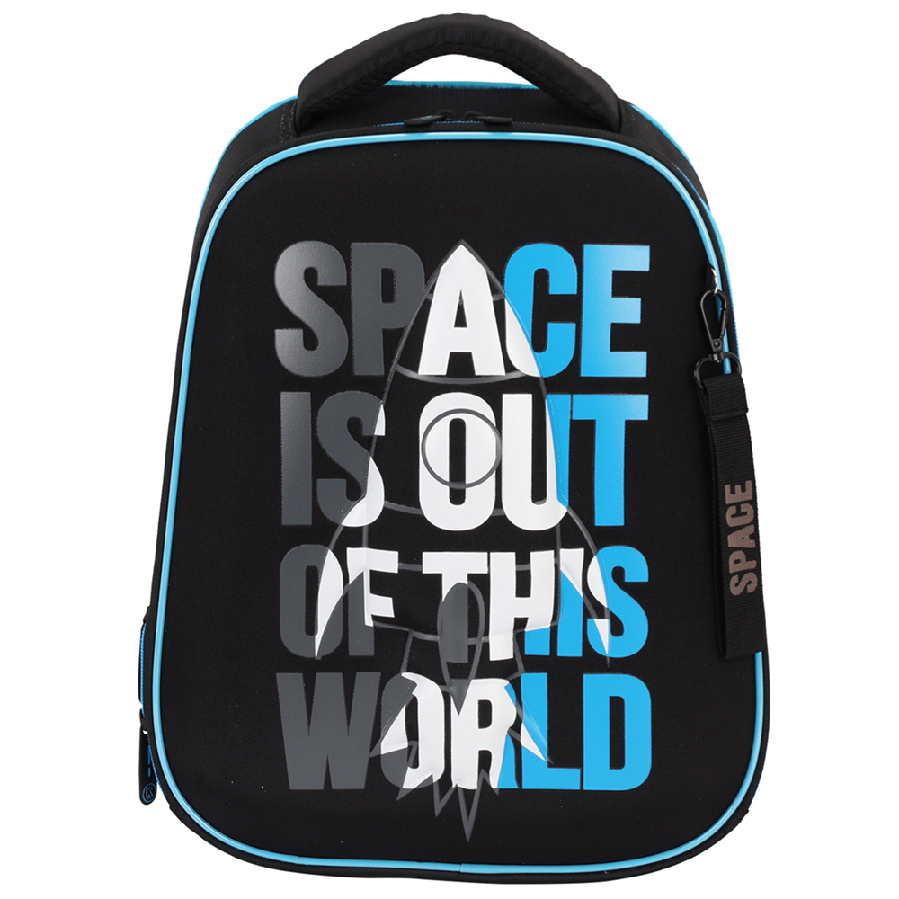 Рюкзак школьный "ERGO First Space", черный, голубой